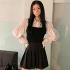 Puff-sleeve Shirt / Camisole Top / Mini Skirt