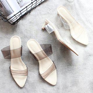 Transparent Kitten Heel Slide Sandals