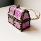 Treasure Chest Pendant Alloy Necklace Purple - One Size