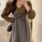 V-neck Blouse / Bow Overall Dress