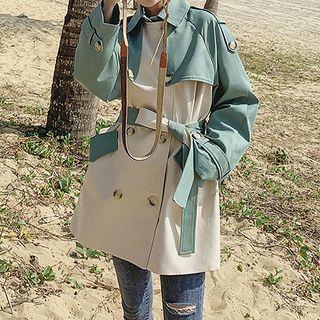 Two-tone Double-breasted Trench Jacket