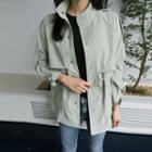 Beribboned Snap-button Parka Light Khaki - One Size
