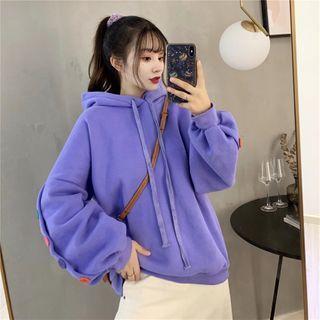Color-block Button Hooded Long-sleeve Sweatshirt