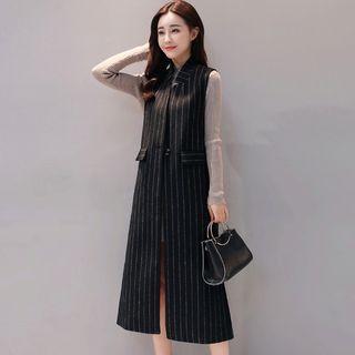 Pinstripe Long Vest