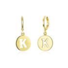 Simple Plated Gold Cutout Letter K Round Earrings Golden - One Size