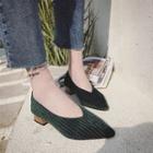 Chunky-heel Corduroy Flats