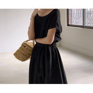 [dearest] Wrap-back Long Flare Dress One Size