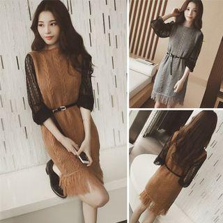 Set: Lace Top + Knit Dress