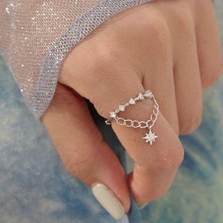 Layered Rhinestone Star Ring