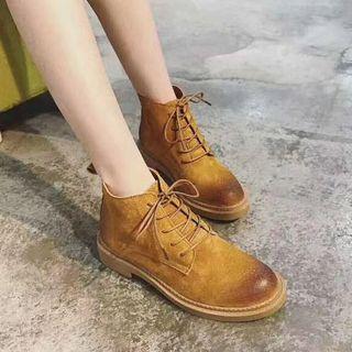 Lace Up Calf Leather Ankle Boots