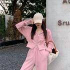Cropped Zip-up Hoodie / Wide Leg Pants