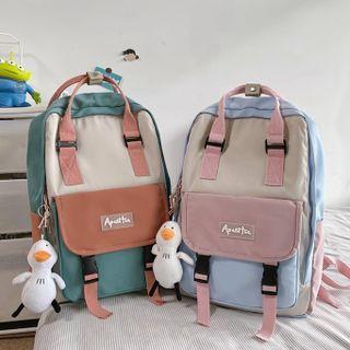 Couple Matching Color Panel Backpack / Bag Charm / Set