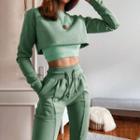 Set: Cropped Sweatshirt + Camisole Top + Jogger Sweatpants