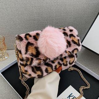 Chain Furry Leopard Print Crossbody Bag