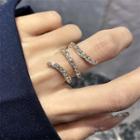 Snake Rhinestone Alloy Open Ring 487- Gold - One Size