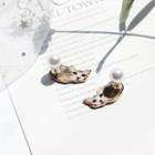 Faux Pearl Cat Print Earring 1 Pair - Cat - One Size