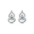 925 Sterling Silver Simple Mini Elegant Exquisite Calabash Earrings And Ear Studs With Cubic Zircon Silver - One Size