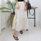 Band-waist Stripe Maxi Skirt