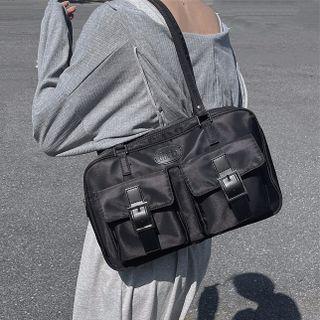 Buckled Multi-pocket Tote Bag Black - One Size