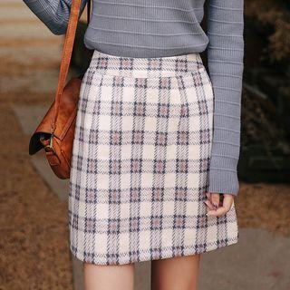 Plaid Faux Suede Mini A-line Skirt