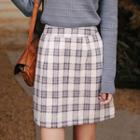 Plaid Faux Suede Mini A-line Skirt