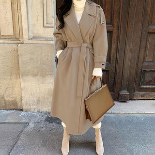 Handmade Woolen Wrap Coat Beige - One Size