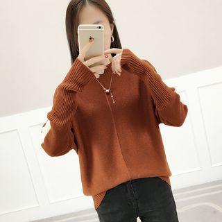 Contrast Trim Mock Turtleneck Sweater