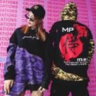 Couple Matching Camo Panel Lettering Hoodie