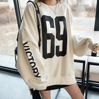 Dip-back Letter-printed Pullover