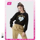 Cartoon Cat-print Loose-fit Pullover