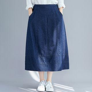 Plain Denim Semi Skirt