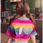 Wing-accent Striped Short-sleeve T-shirt