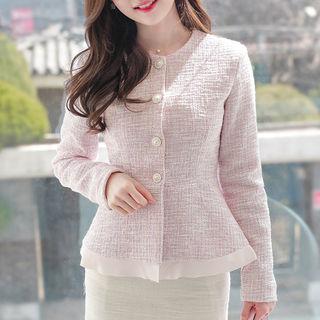 Layered Peplum-hem Tweed Jacket