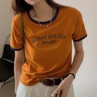 Short-sleeve Lettering T-shirt Pumpkin - One Size