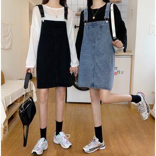 Denim Mini Shift Overall Dress