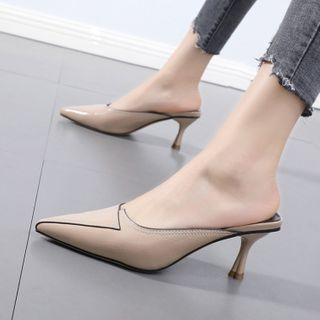 Paneled Stiletto Heel Mules