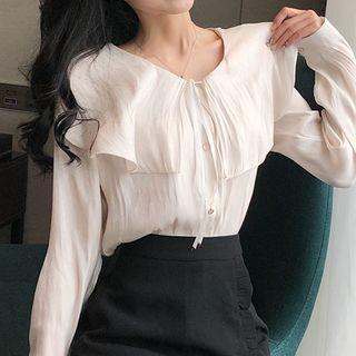 Ruffled Blouse/ High-waist Mini Skirt
