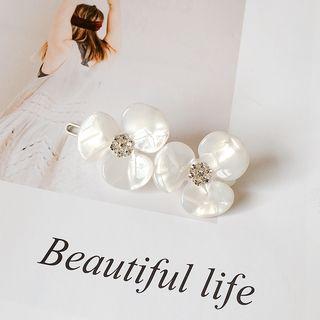 Acetate Flower Hair Clip Gemstone White - One Size