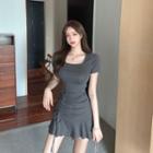Short-sleeve Ruffled Mini Dress As Shown In Figure - One Size