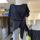 Round-neck Lace-up Short-sleeve Top