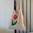 Flower Print Tote Bag Beige - One Size