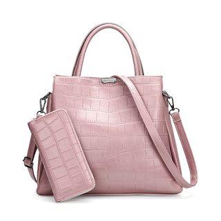Textured Shoulder Bag With Clutch Bag
