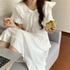 Bow-accent Lace Short-sleeve Sleepdress