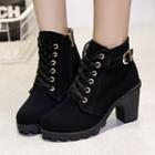 Block-heel Lace Up Ankle Boots