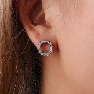 Rhinestone Hoop Earring 01 - 8342 - 1 Pair - As Shown In Figure - One Size