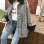 Color-block Gingham Jacket Black - One Size