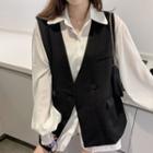 Double Breasted Vest / Long-sleeve Shirt