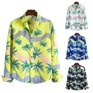 Long-sleeve Palm Tree Print Shirt