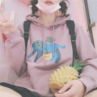 Animal Print Hoodie Purple - One Size