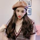 Beret With Hair Extension - Wavy